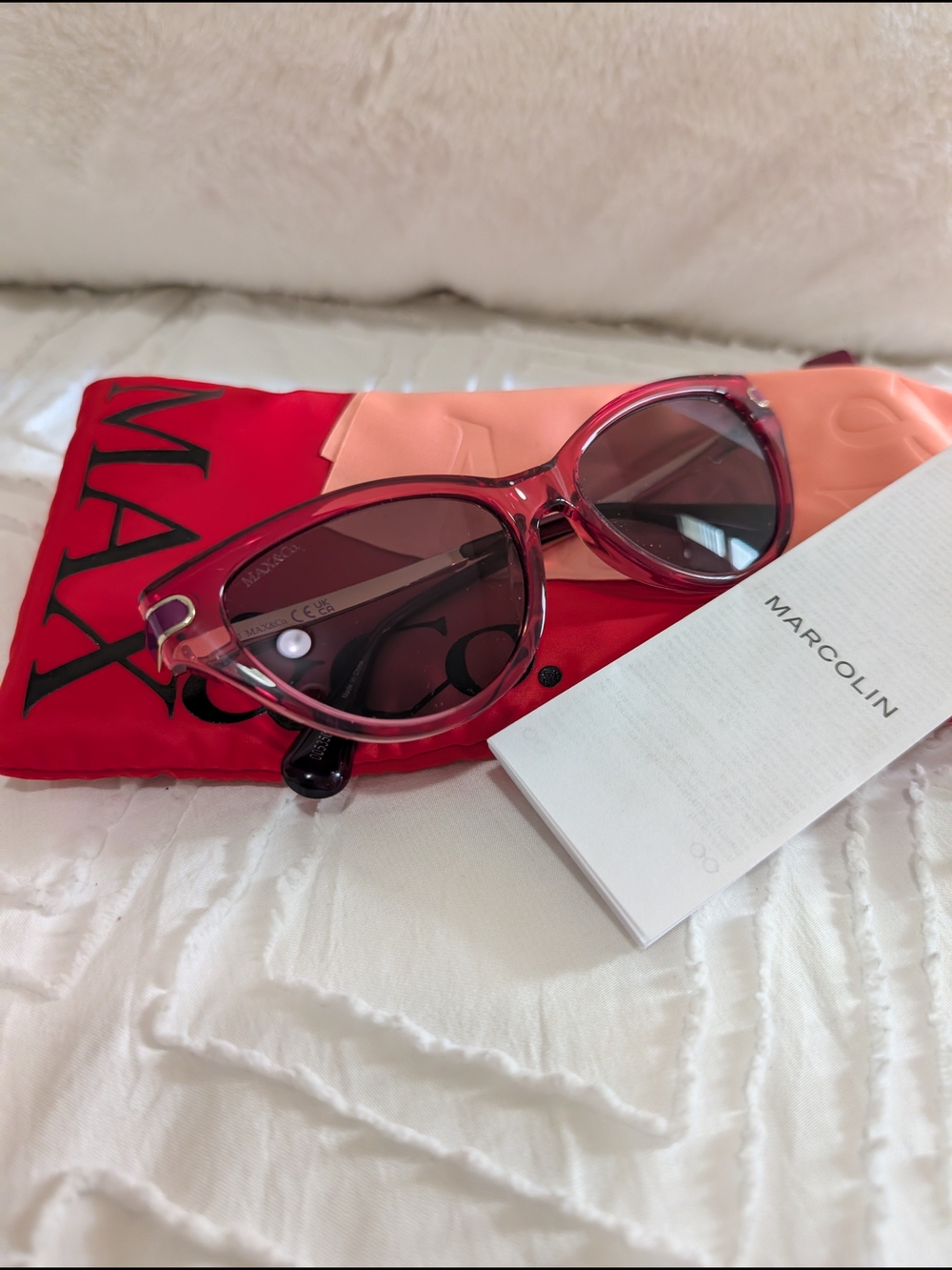 MAX&Co. 5471B Cat Eye Pink Frame Gray Tinted Lenses UV400 Sunglasses